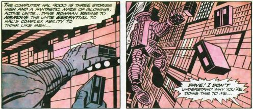 panels from Jack Kirby's comic adaptation of 2001