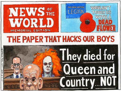 Steve Bell Cartoon On The News Of The World