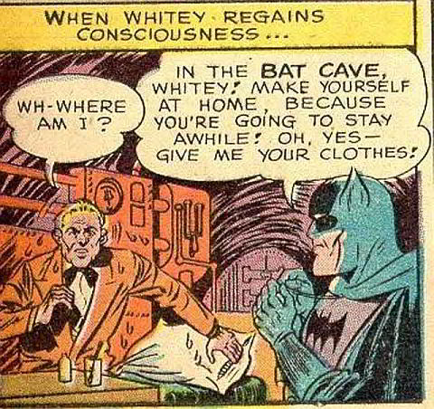 Batman and Whitey share a tender moment...